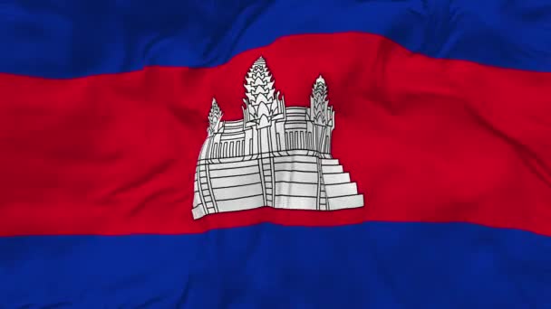 Cambodia Flag Seamless Looping Background Looped Bump Texture Cloth Waving — Stockvideo