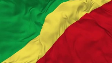 Republic of the Congo Flag Seamless Looping Background, Looped Bump Texture Cloth Waving Slow Motion, 3D Rendering