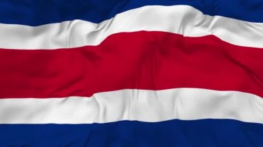 Costa Rica Flag Seamless Looping Background, Looped Bump Texture Cloth Waving Slow Motion, 3D Rendering