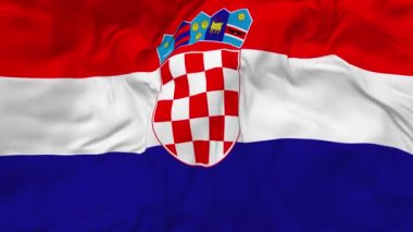 Croatia Flag Seamless Looping Background, Looped Bump Texture Cloth Waving Slow Motion, 3D Rendering