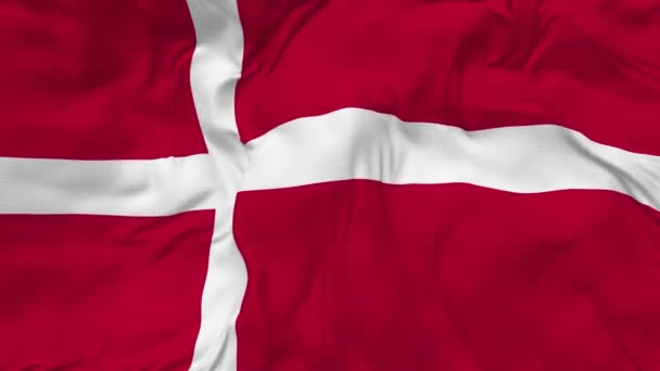 Denmark Flag Seamless Looping Background Looped Bump Texture Cloth Waving — стокове відео