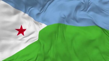 Djibouti Flag Seamless Looping Background, Looped Bump Texture Cloth Waving Slow Motion, 3D Rendering