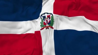 Dominican Republic Flag Seamless Looping Background, Looped Bump Texture Cloth Waving Slow Motion, 3D Rendering