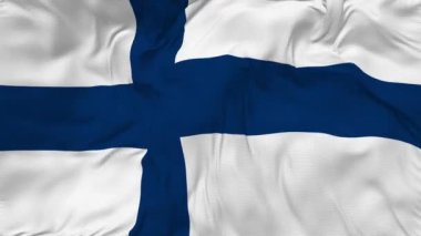 Finlandiya Bayrağının Kusursuz Döngü Arkaplanı, Kıvrımlı Döşeme Kumaşı Yavaş Hareket, 3B Hazırlama