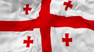 Gürcistan Bayrağı Kusursuz Döngü Arkaplanı, Döngülü Kabarık Doku Kumaşı Yavaş Hareket, 3B Görüntüleme