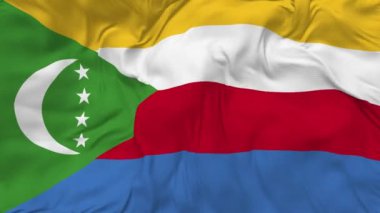 Komoros Bayrağı Kusursuz Döngü Arkaplanı, Döngülü Kabarık Doku Kumaşı Yavaş Hareket, 3 boyutlu Renderleme