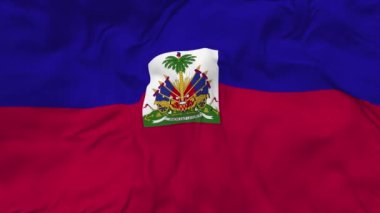 Haiti Bayrağı Kusursuz Döngü Arkaplanı, Döngülü Kabarık Doku Kumaşı Yavaş Hareket, 3 boyutlu Renderleme