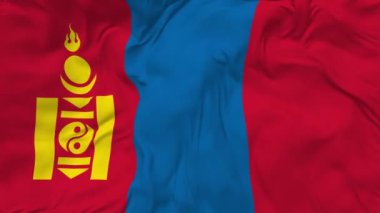 Moğolistan Bayrağı Kusursuz Döngü Arkaplanı, Devrilmiş Kabarık Doku Kumaşı Sallama Yavaş Hareketi, 3B Görüntüleme