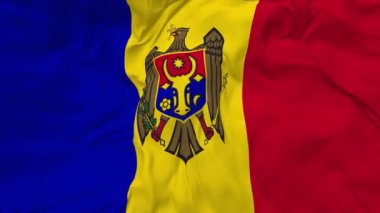 Moldova Bayrağı Kusursuz Döngü Arkaplanı, Çarpışan Doku Kumaşı Yavaş Hareket, 3 Boyutlu Hazırlama