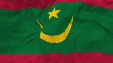 Moritanya Bayrağı Kusursuz Döngü Arkaplanı, Döngülü Kabarık Doku Kumaşı Yavaş Hareket, 3B Görüntüleme