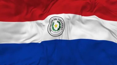 Paraguay Bayrağı Kusursuz Döngü Arkaplanı, Devrilmiş Kabarık Doku Kumaşı Yavaş Hareket, 3 Boyutlu Hazırlama