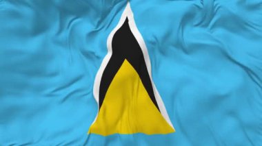 Saint Lucia Flag Kusursuz Döngü Arkaplanı, Devrilmiş Kabarık Doku Kumaşı Yavaş Hareket, 3 boyutlu Görünüm
