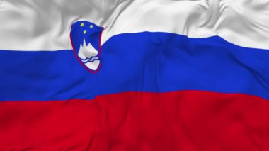 Slovenya Bayrağının Kusursuz Döngü Arkaplanı, Çarpışan Doku Kumaşı Yavaş Hareket, 3B Görüntüleme