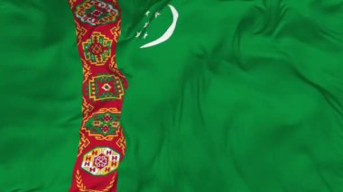 Türkmenistan Bayrağı Kusursuz Döngü Arkaplanı, Devrilmiş Kabarık Doku Kumaşı Yavaş Hareket, 3B Görüntüleme