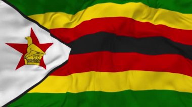 Zimbabwe Bayrağı Kusursuz Döngü Arkaplanı, Döngülü Çarpışan Doku Kumaşı Yavaş Hareket, 3B Görüntüleme