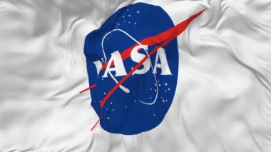 Ulusal Havacılık ve Uzay İdaresi, NASA Bayrağı Kusursuz Döngüsüz Döngü Arkaplan, Devrilmiş Kabarık Doku Kumaşı Sallama Yavaş Hareket, 3 boyutlu Renderleme