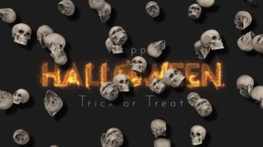 3 Boyutlu Kafatası Yavaş Hareket Mutlu Cadılar Bayramı Mesajları Arkasında