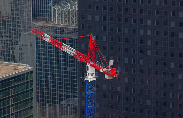 View on construction and construction crane, Paris, La Defense, France