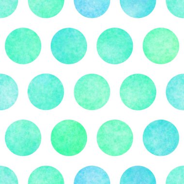   Beyaz zemin üzerinde mavi benekli yeşil nokta, suluboya, pürüzsüz desen, kumaş tasarımı, duvar kağıdı