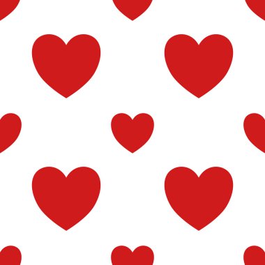 Beyaz arka planda kırmızı kalpler, kusursuz desen, taşıyıcı, kumaş tasarımı, duvar kağıdı, Sevgililer Günü tasarımı