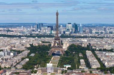 Paris 'teki Eyfel Kulesi La Defense bölgesi, Aerial view, Paris, Fransa