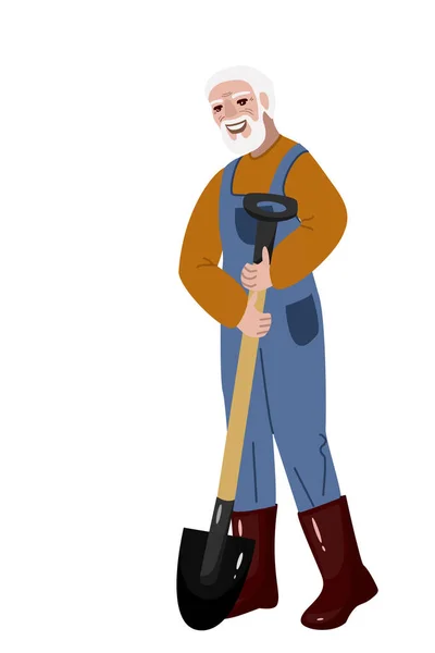 stock vector Old man shovel retirement icon. Isometric of old man shovel retirement vector icon for web design isolated on white background. Vector illustration