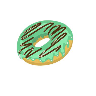 Beyaz arka planda izole edilmiş çikolata kaplı naneli çörek. Çikolatalı çörek vektörü. - Evet. Vektör illüstrasyonu