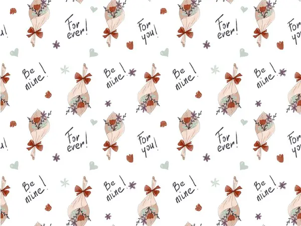 Lale desenli bir buket çizim stili sevgililer günü için kağıt kaplama tasarımı..