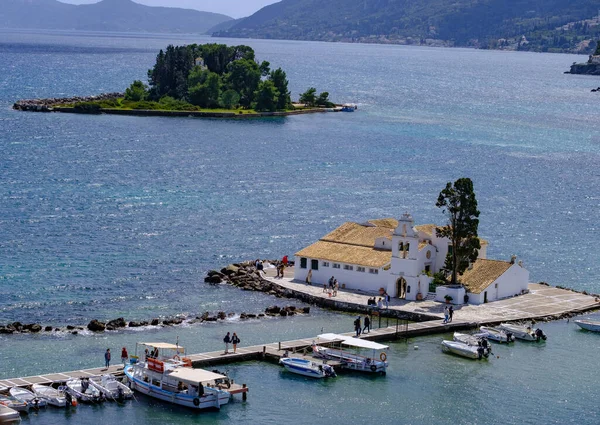 Vlacherna Kolostor Kanoni Félszigetre Szigeten Korfu Görögország — Stock Fotó