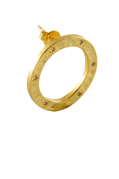 Orb Stud Golden Earring Macro Captura Bonito Presente Valentim — Fotografia de Stock