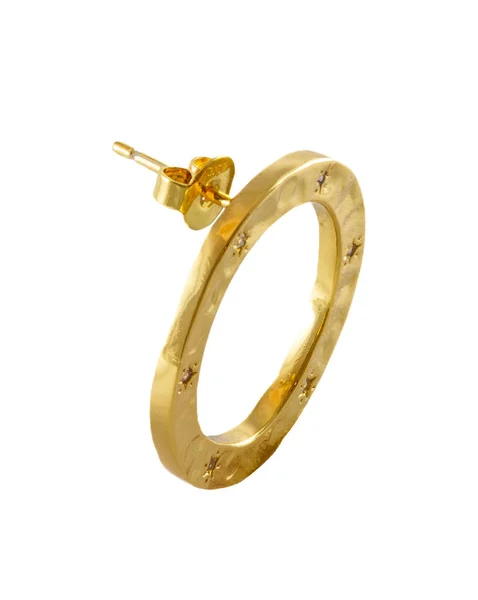 Orb Stud Golden Earring Makró Rögzítés Gyönyörű Valentin Napi Ajándék — Stock Fotó