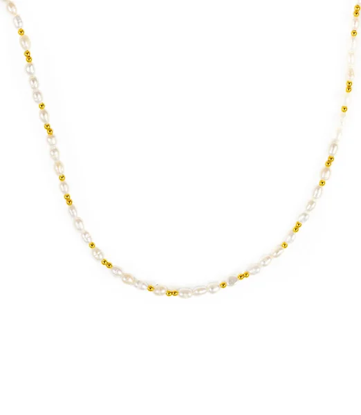 Colier Elegant Perle Fundal Alb Bijuterii Pentru Femei — Fotografie, imagine de stoc