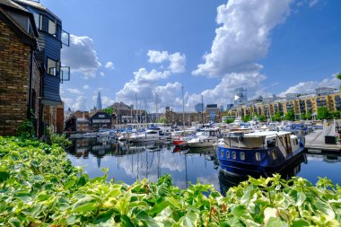 Leisure yachts and boats moored at St Katharine docks in east London, United Kingdom clipart