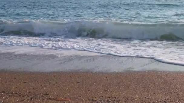 Knusende Bølger Stranden Ved Petra Tour Romiou Pafos Kypros Afrodites – stockvideo