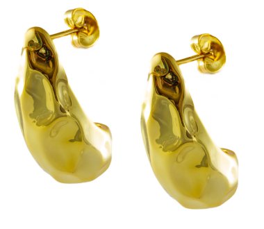 Cesur Drip Altın Küpeler makro yakalama. Güzel sevgililer günü hediyesi.