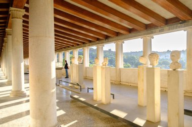 Athens, Greece - October 26, 2024: The Stoa of Attalus in the ancient Agora of Athens clipart