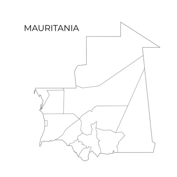 Mauritania Administrative Division Contour Map Regions Mauritania Vector Illustration — Stock Vector
