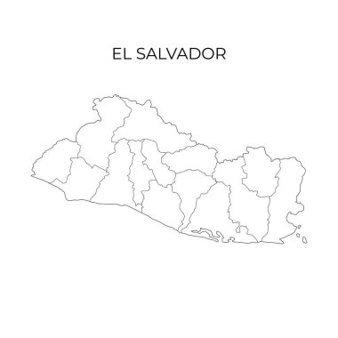El Salvador idari bölüm haritası. El Salvador bölgesi. Vektör illüstrasyonu