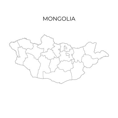 Moğolistan idari bölüm haritası. Moğolistan bölgeleri. Vektör illüstrasyonu