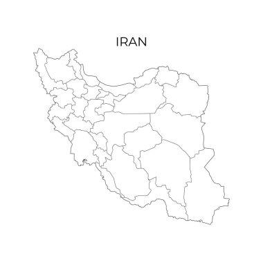 İran idari bölüm haritası. İran 'ın bölgeleri. Vektör illüstrasyonu