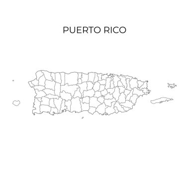 Porto Riko idari bölüm haritası. Porto Riko 'nun bölgeleri. Vektör illüstrasyonu