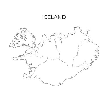 İzlanda idari bölüm haritası. İzlanda bölgeleri. Vektör illüstrasyonu