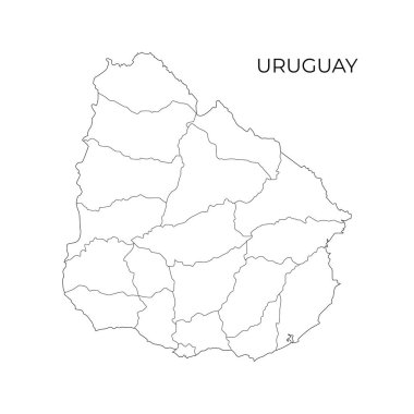 Uruguay idari bölüm haritası. Uruguay bölgeleri. Vektör illüstrasyonu