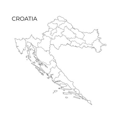 Croatia administrative division contour map. Regions of Croatia. Vector illustration clipart