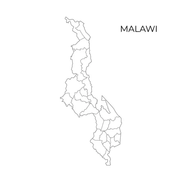 Malawi Administrative Division Contour Map Regions Malawi Vector Illustration — Stock Vector