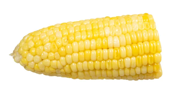 Gekochter Mais Großaufnahme Isoliert Auf Weißem Hintergrund Schneidpfad — Stockfoto