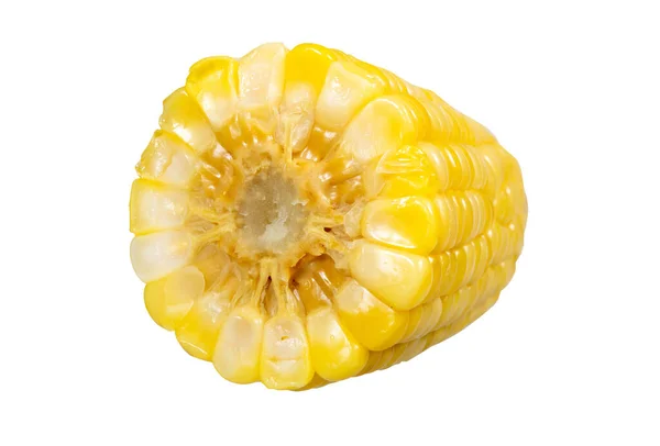 Gotowana Kukurydza Zbliżenie Izolowane Białym Tle Ścieżka Wycinania — Zdjęcie stockowe