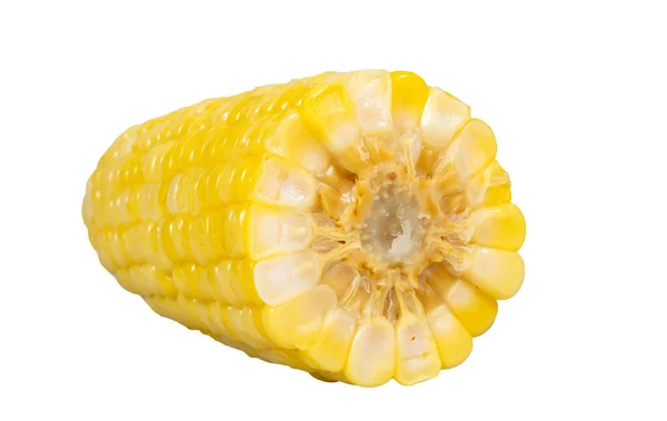Vařená Kukuřice Zblízka Izolované Bílém Pozadí Cesta Oříznutí — Stock fotografie