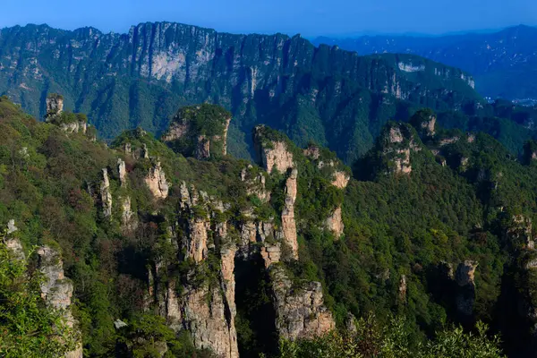 Awesome view of natural quartz sandstone pillars of the Tianzi Mountains (Avatar Mountains) in the Zhangjiajie National Forest Park ( Wulingyuan), Hunan Province, China. Fabulous landscape.this National park was the inspiration for the movie Avatar.