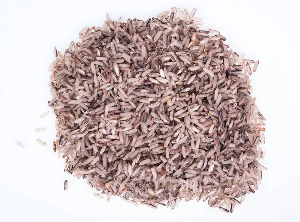 stock image Thai Riceberry rice : Close-up pile of rice called riceberry rice , rice with high nutrients  on white background.